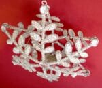 Schneeflocke Weihnachtsstern Teelicht Metall mit Perlen silber. 24 cm Durchmesser. Metallgestell mit Perlen verziert. Weihnachtsdeko zum Aufhängen.