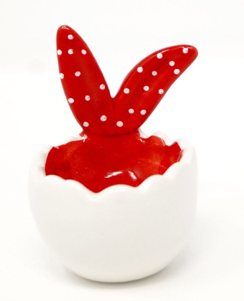 Ein Eierbecher aus Keramik Motiv Ohren. Ostern Tischdekoration von Holzwurm. Größe 5_5x5_5x8 cm