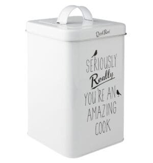 Eine Metallbox Aufbewahrungsdose mit Deckel 13x13x23 cm Seriously really you are an amazing cook