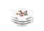 Ein 4er Set Teebeutelablagen Vintage Flowers White von DUO aus Porzellan.