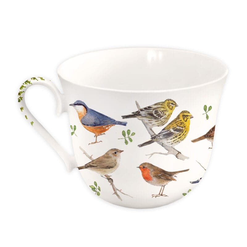 Eine Kaffeetasse Gartenvögel 450ml von Grätz aus Porzellan.