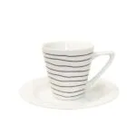 Eine Espressotasse inklusive Untertasse Schwarze Linie von Dutch Rose aus Porzellan 75ml Volumen.