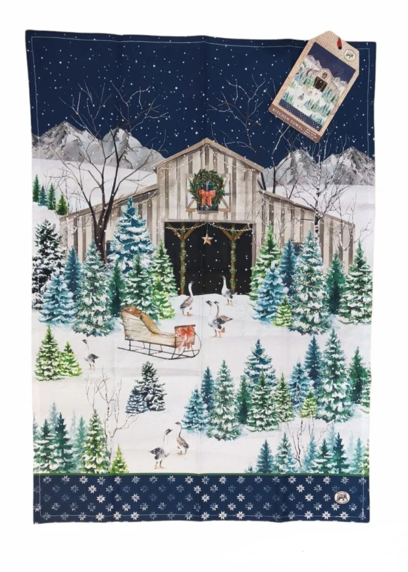 Ein Geschirrtuch Christmas Snow blau von Michel Design Works aus Baumwolle 51x71cm.