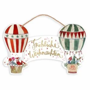 Ein Dekoschild Fröhliche Weihnacht von Grätz aus Pappe 23_5x14x5cm.