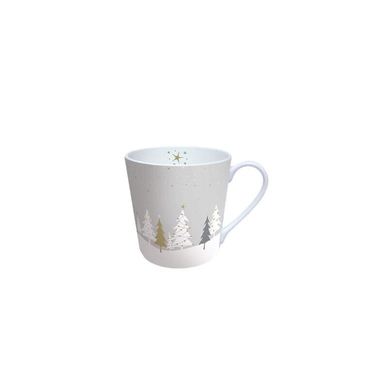 Eine Kaffeetasse Midnight Trees Grau von Ambiente 300ml.