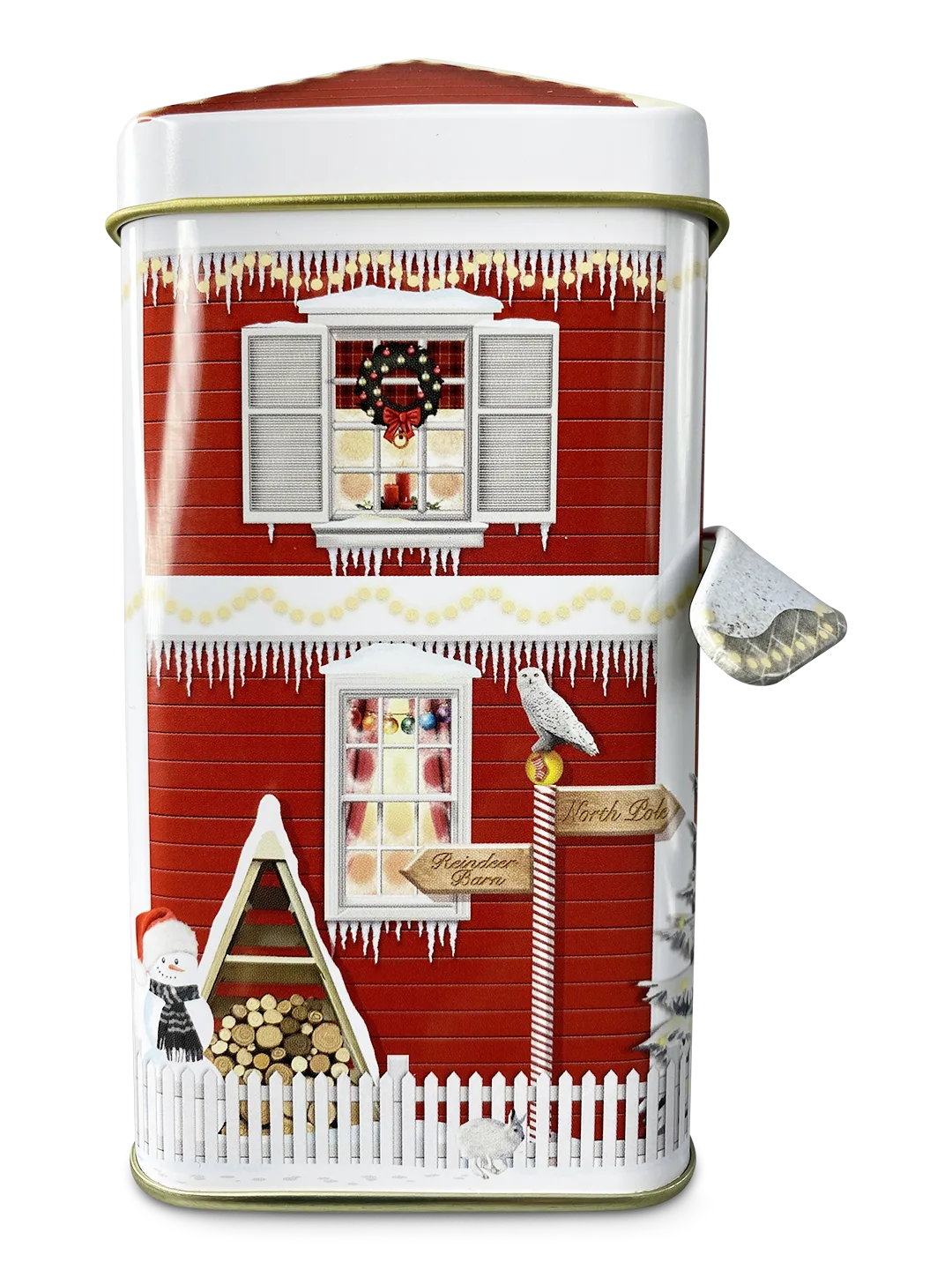 Eine Plätzchendose Winter Haus mit Dach von Style Box.