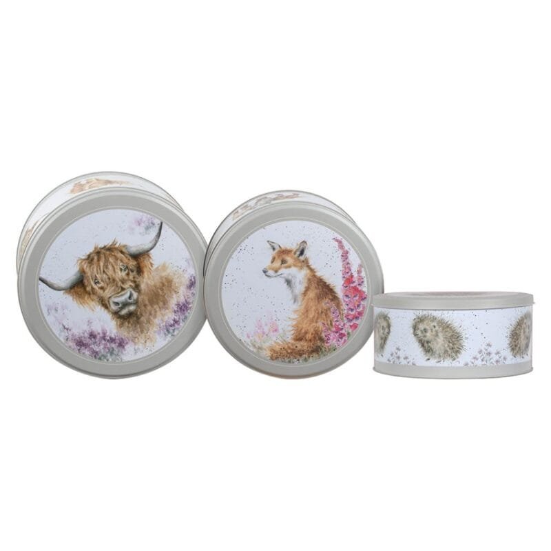 Ein 3er Set Kuchen Dosen Kuh Fuchs Igel von Wrendale.