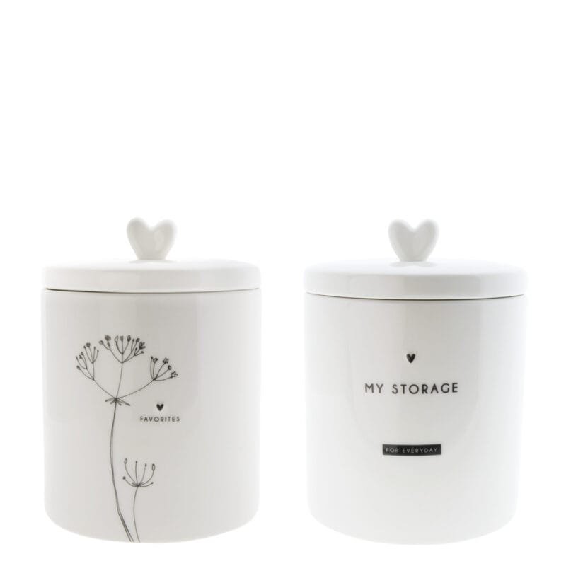 Ein 2er Set Keramikdosen My Storage und Flower mit Deckel von Bastion Collections 14x14x16_5cm.