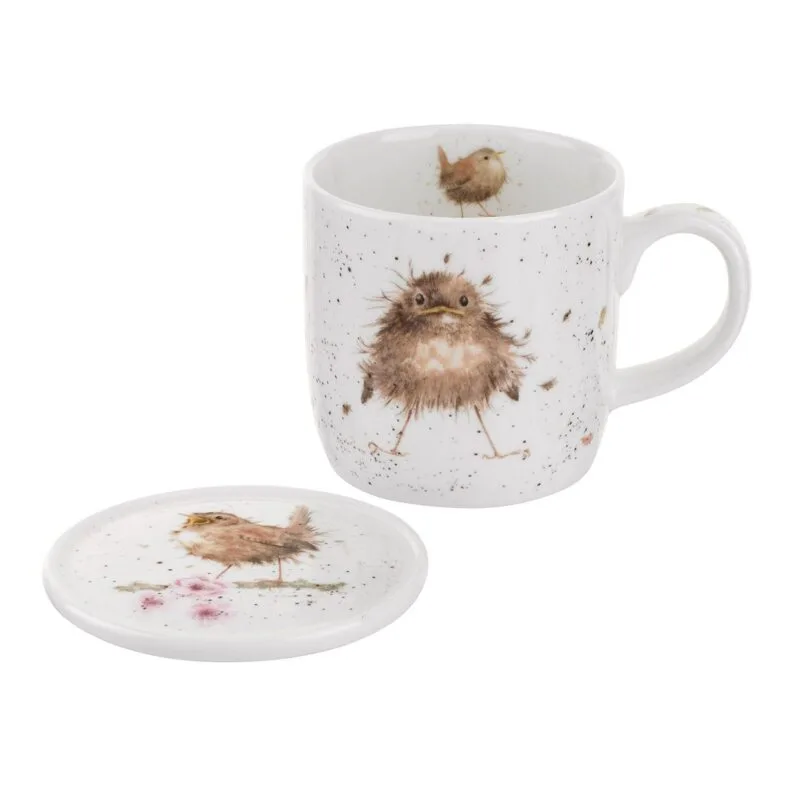 Eine Kaffeetasse und ein Untersetzer Flying Nest von Wrendale aus Porzellan 300ml.
