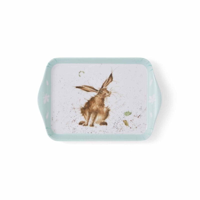 Ein Serviertablett Hase klein von Wrendale aus Kunststoff 21x14_2x1_5cm.