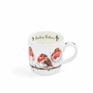 Eine Kaffeetasse Rockin Robins von Wrendale aus Porzellan 300ml.