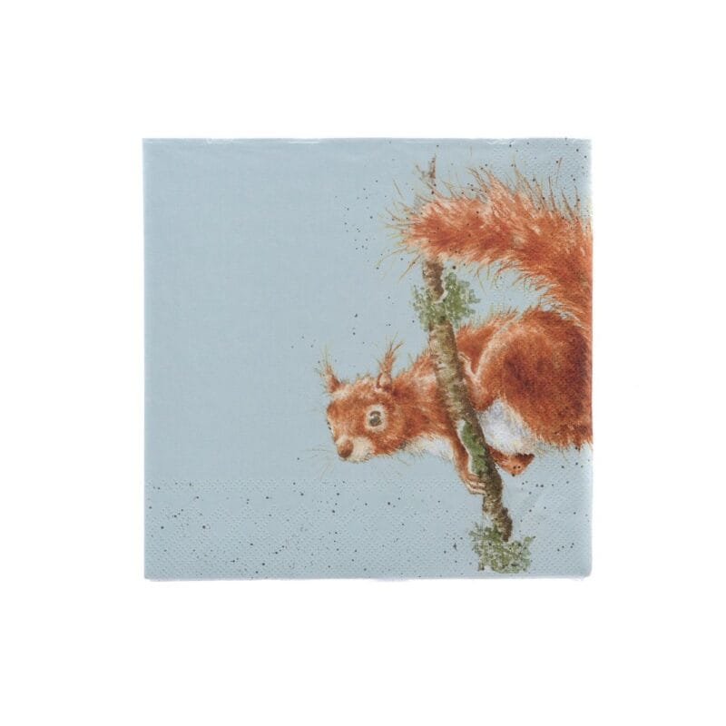 Ein 20er Pack Servietten The Acrobat Squirrel von Wrendale 25x25cm.