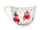Eine Kaffeetasse Weihnachtsautos 450ml von Grätz aus Porzellan.
