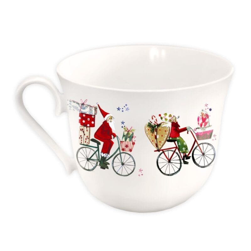 Eine Kaffeetasse Weihnachtsfahrrad 450ml von Grätz aus Porzellan.