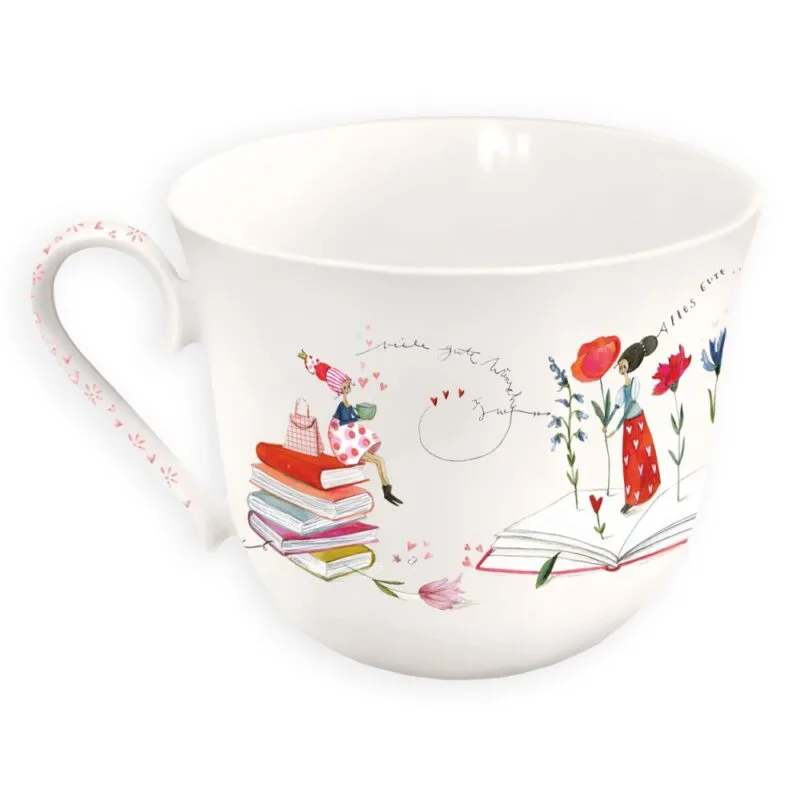Eine Kaffeetasse Lesefreude 450ml von Grätz aus Porzellan.