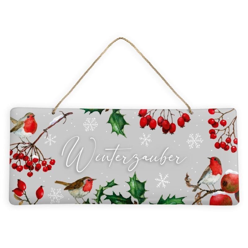 Ein Blechschild Frostige Beeren von Grätz aus Blech.