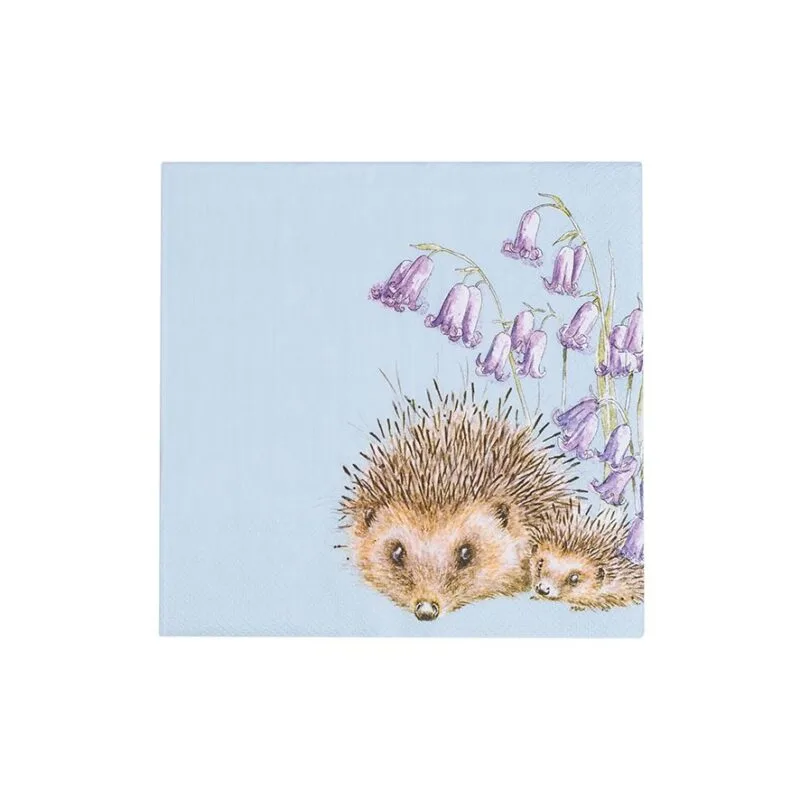 Ein 20er Pack Cocktail-Servietten Love and Hedgehugs von Wrendale 25x25cm.