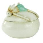 Hase auf Ei liegend m. Deckel Keramik blau 15.6×12.4×14.2cm