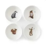 Set Wrendale Müslischale Obstschale tief 4 Motive Porzellan Fuchs Dachs Squirrel Hase Paket 450ml