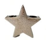 Kerzenhalter Teelichthalter Weihnachtsstern Keramik silber. 20 cm breit_ 19 cm hoch. Von AM Design.