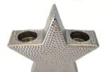 Kerzenhalter Teelichthalter Weihnachtsstern Keramik silber. 20 cm breit_ 19 cm hoch. Von AM Design.