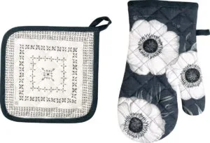 IHR Grillhandschuh Topflappen Set Holly Flower