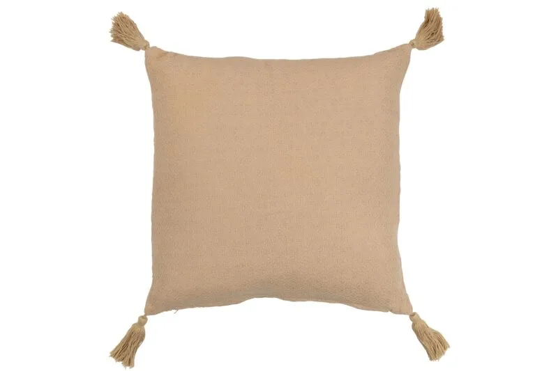 Kissen Blume Quasten Polyester Beige 43x43x10cm