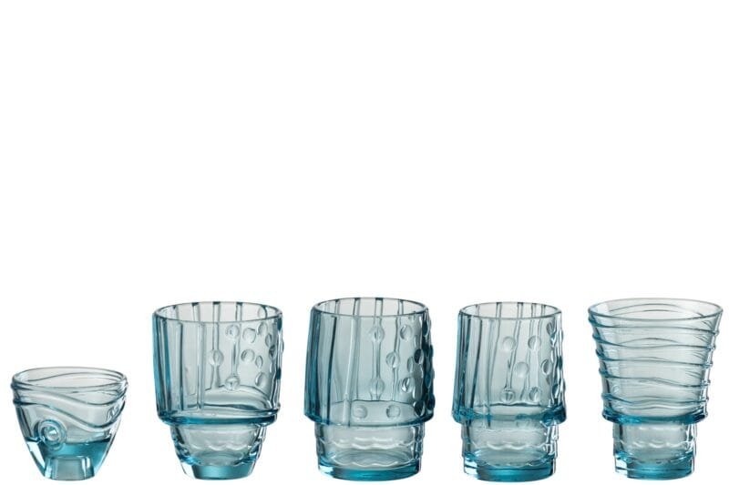 Becher Fisch Glas Himmelblau 9x9x36cm