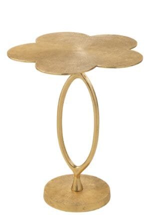 Goldener Beistelltisch mit Blumenform und elegantem Design.