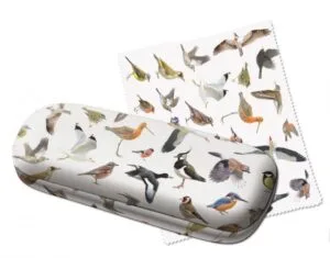 Brillenetui mit Putztuch Vögel