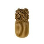 Keramikvase mit Blumenmuster, braun, dekorativ.